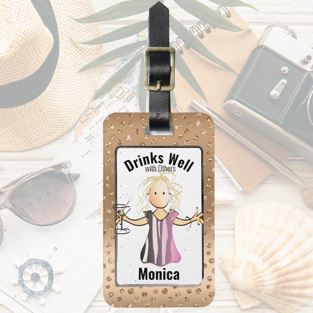 Personalized Glitter Sparkle Drinking Luggage Tag (Creator Uploaded)