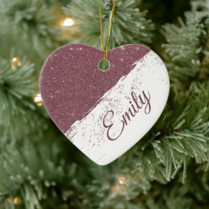 Personalized glitter spray ceramic ornament