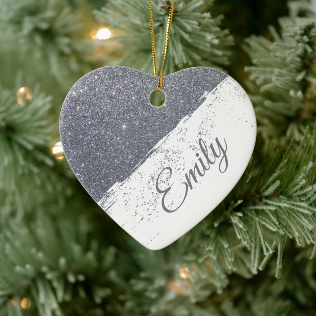 Personalized glitter spray ceramic ornament (Tree)