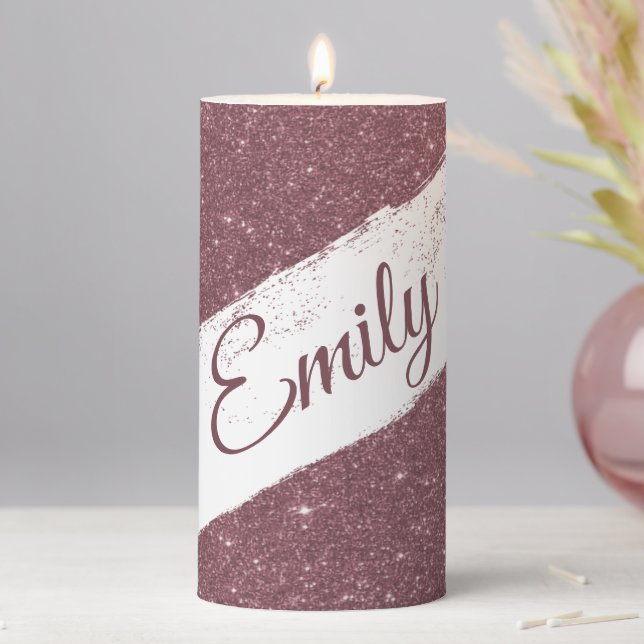 Personalized glitter spray  pillar candle (In Situ)
