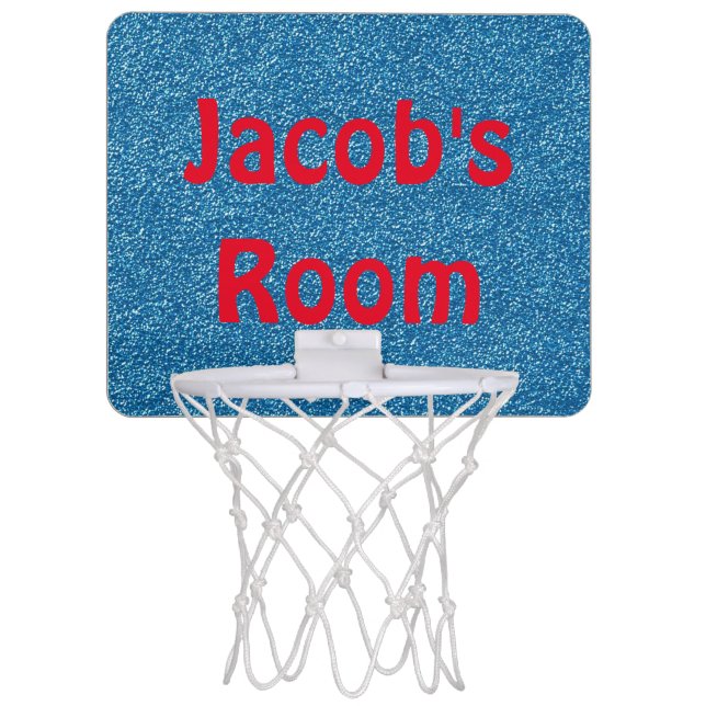 Personalized Glittery Blue Mini Basketball Goal Mini Basketball Hoop (Front)