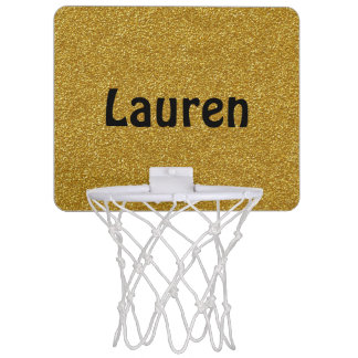 Personalized Glittery Gold Mini Basketball Goal Hoop