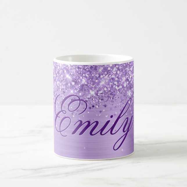 Personalized Glittery Lavender Foil Coffee Mug (Center)