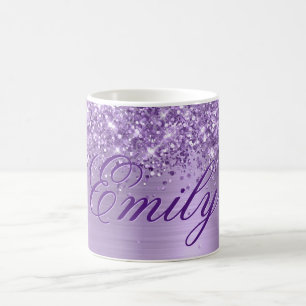 Personalized Glittery Light Purple Foil Coffee Mug