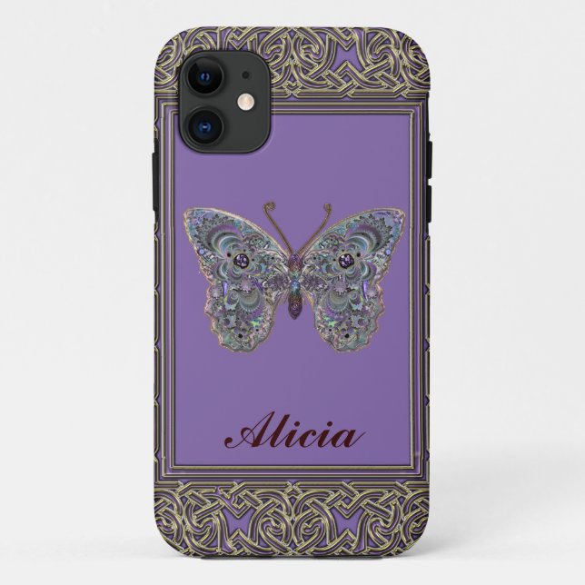Personalized Glittery Metallic Butterfly Case (Back)