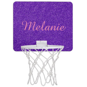Personalized Glittery Purple Mini Basketball Goal Mini Basketball Hoop