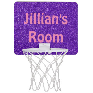 Personalized Glittery Purple Mini Basketball Goal Mini Basketball Hoop