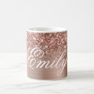 Personalized Glittery Rose Gold Foil Coffee Mug