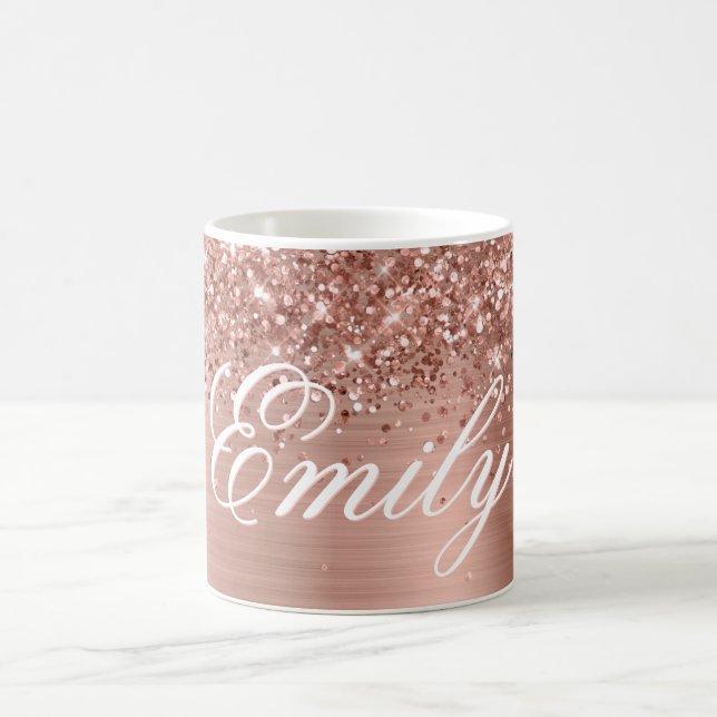 Personalized Glittery Rose Gold Foil Coffee Mug (Center)