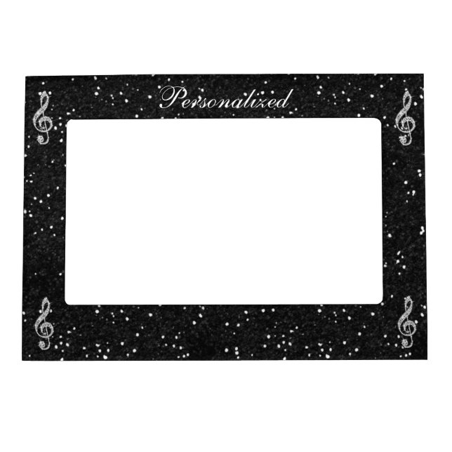 Personalized Glitzy Sparkly Diamond Music Note Magnetic Photo Frame (Front)