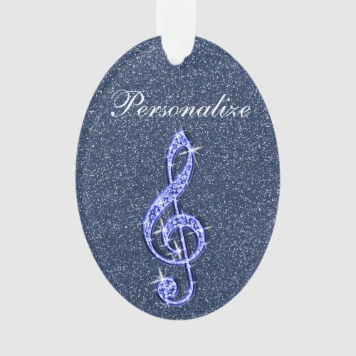 Personalized Glitzy Sparkly Diamond Music Note Ornament