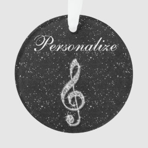 Personalized Glitzy Sparkly Diamond Music Note Ornament