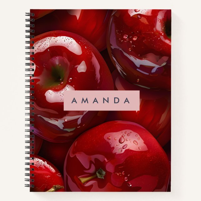 Personalized Glossy Red Apple Design Notebook (Front)