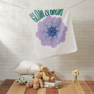 Personalized Glow & Grow Aesthetic Floral Quote Baby Blanket