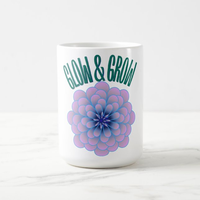 Personalized Glow & Grow Aesthetic Floral Quote Coffee Mug (Center)