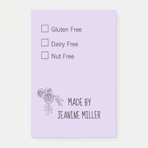Personalized Gluten Free Dairy Free Nut Free Post_it Notes