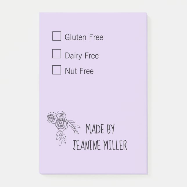 Personalized Gluten Free Dairy Free Nut Free Post-it Notes (Front)