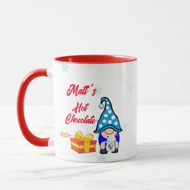 Personalized Gnome Boy Hot Chocolate Mug (Left)