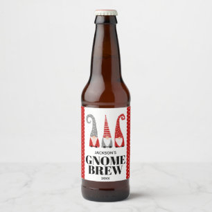 Personalized Gnome Brew Christmas Swedish Gnomies Beer Bottle Label