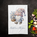 Personalized Gnome Daises White Yellow Flowers  Kitchen Towel<br><div class="desc">Cute adorable whimsical gnome with white and yellow daisies on this kitchen towel. Personalize it with her name. These make nice bridal shower gifts or house warming gifts.</div>