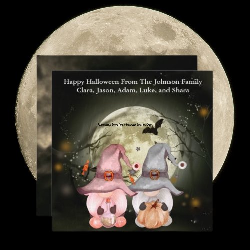 Personalized Gnome Family Halloween Greeting Card