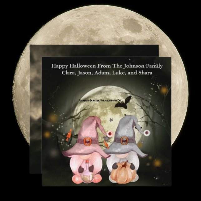 Personalized Gnome Family Halloween Greeting Card (Personalized Gnome Family Halloween Greeting Card)