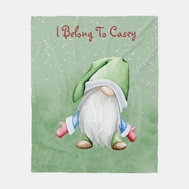 Personalized Gnome Fleece Blanket (Front)