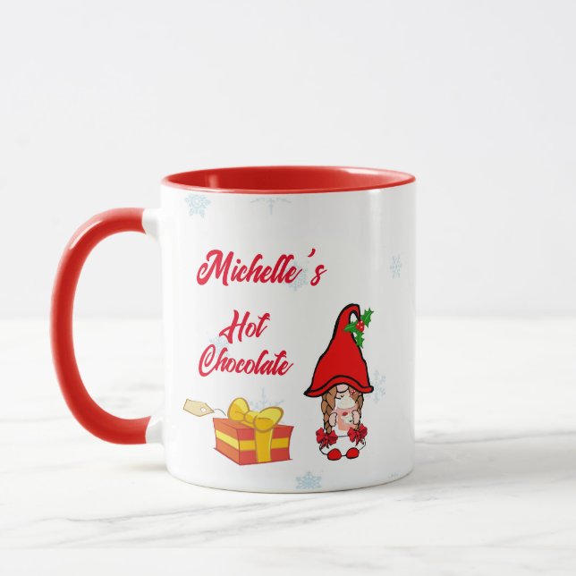 Personalized Gnome Girl Hot Chocolate Mug (Left)