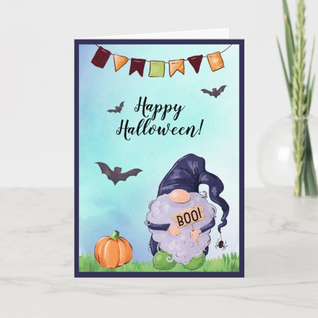 Personalized Gnome Happy Halloween Card (Front)