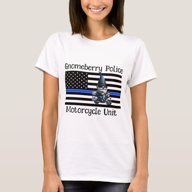 Personalized Gnome Police Motorcycle Unit  T-Shirt (Front)