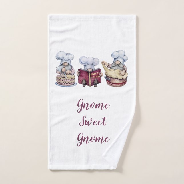 Personalized Gnome Sweet Gnome Baking Gnomes  Hand Towel (Hand Towel)