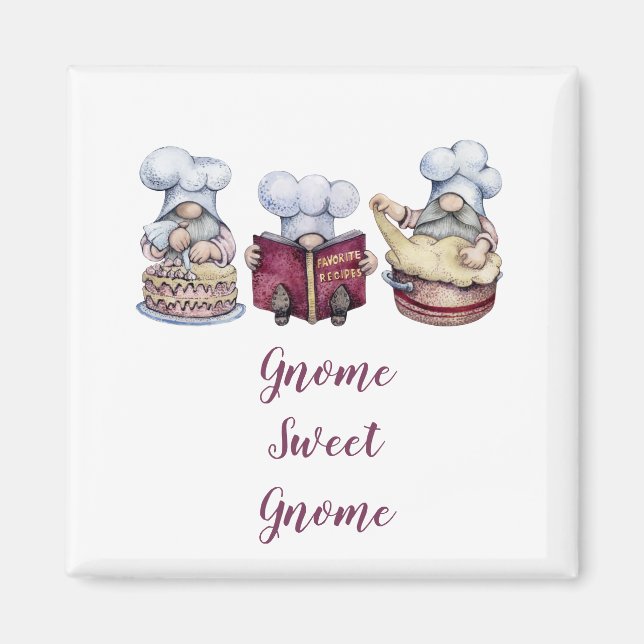 Personalized Gnome Sweet Gnome Baking Gnomes Magnet (Front)