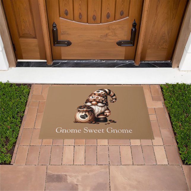 Personalized Gnome Sweet Gnome Coffee Gnome  Doormat (Outdoor)