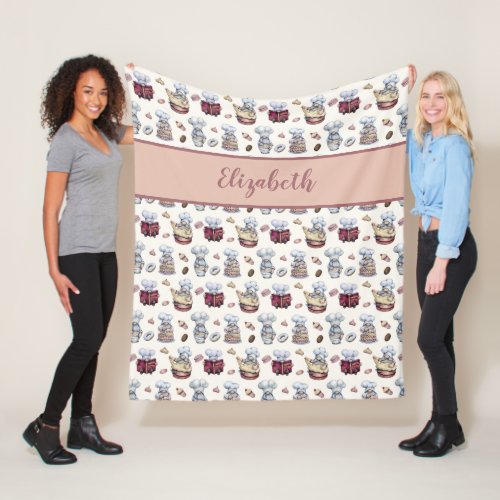 Personalized Gnomes Baking Cupcakes Donuts Trendy  Fleece Blanket