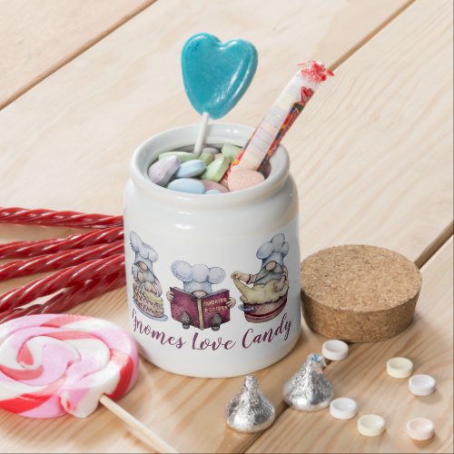 Personalized Gnomes Baking Cute Whimsical Candy Jar