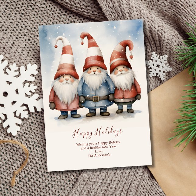 Personalized Gnomes Christmas Holiday Card (Gnomes Christmas Holiday Card. Digital or Printed)