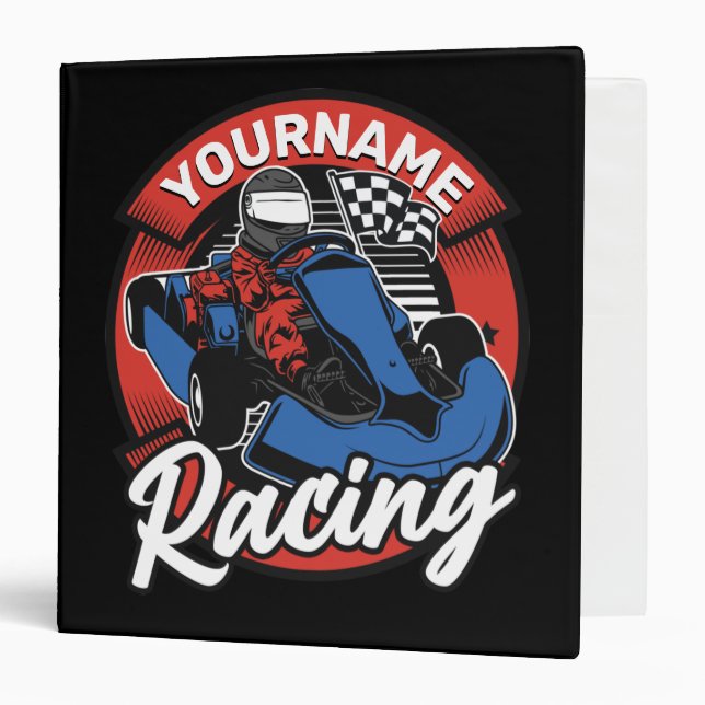 Personalized Go Kart Extreme Racing Karting Race  3 Ring Binder (Front/Inside)