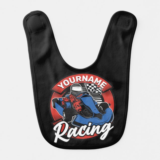 Personalized Go Kart Extreme Racing Karting Race Baby Bib (Front)