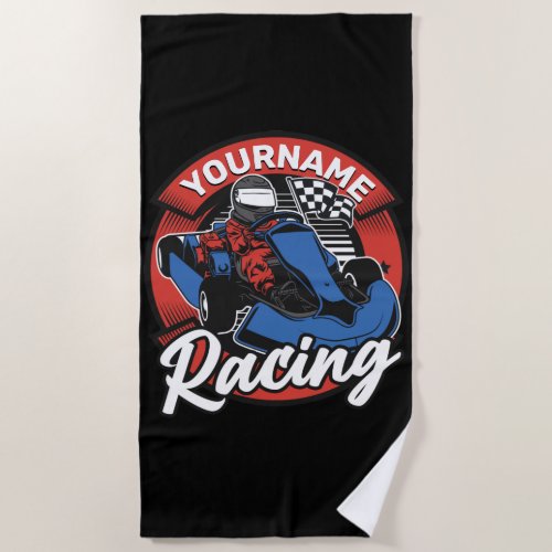 Personalized Go Kart Extreme Racing Karting Race Beach Towel