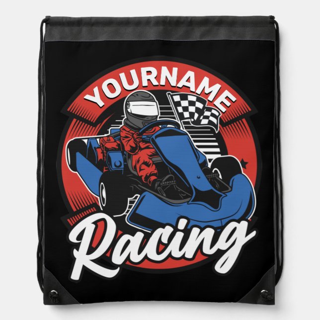 Personalized Go Kart Extreme Racing Karting Race  Drawstring Bag (Front)