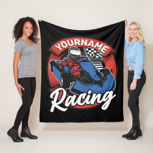 Personalized Go Kart Extreme Racing Karting Race  Fleece Blanket