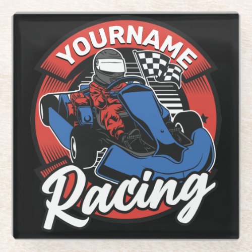 Personalized Go Kart Extreme Racing Karting Race  Glass Coaster