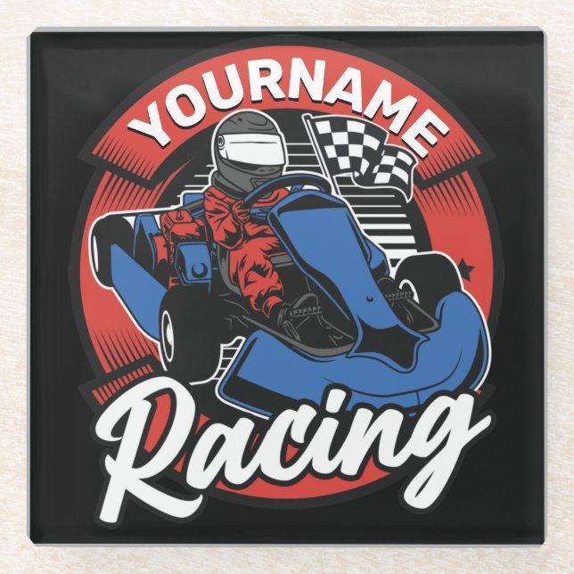 Personalized Go Kart Extreme Racing Karting Race  Glass Coaster (Front)