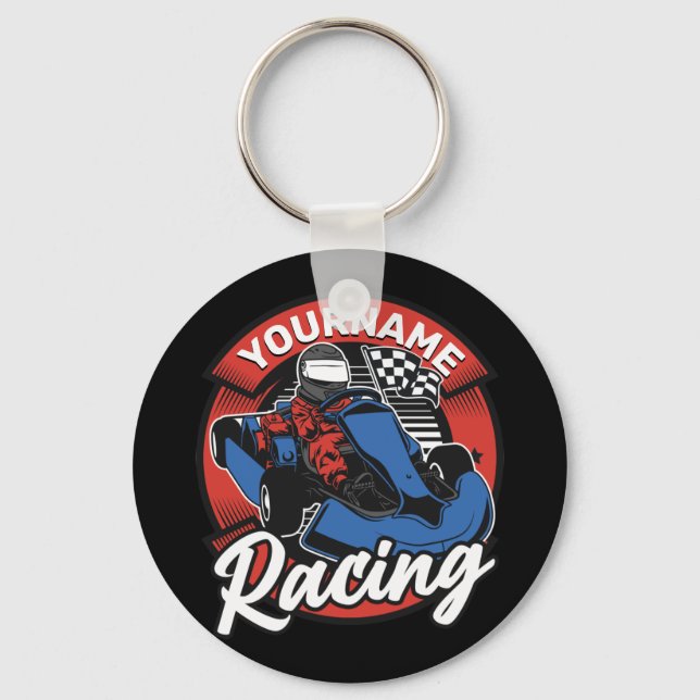 Personalized Go Kart Extreme Racing Karting Race Keychain (Front)