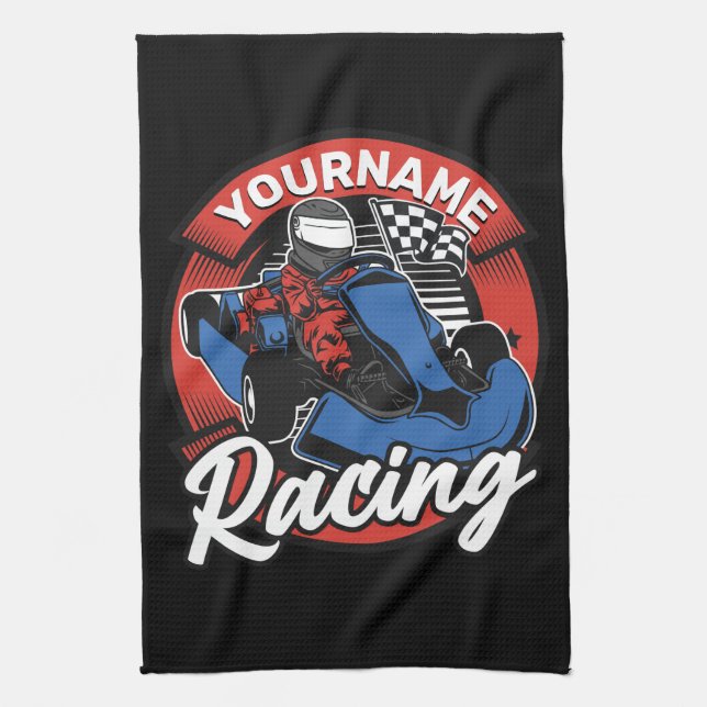 Personalized Go Kart Extreme Racing Karting Race Kitchen Towel (Vertical)
