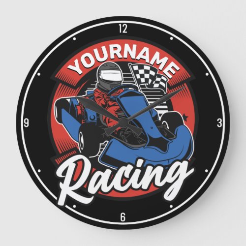 Personalized Go Kart Extreme Racing Karting Race Large Clock