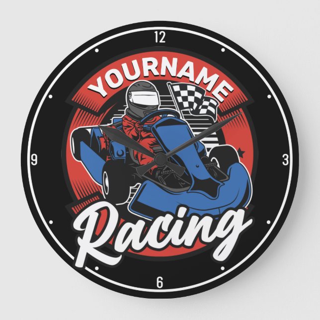 Personalized Go Kart Extreme Racing Karting Race Large Clock (Front)
