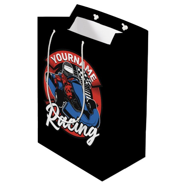 Personalized Go Kart Extreme Racing Karting Race  Medium Gift Bag (Back Angled)