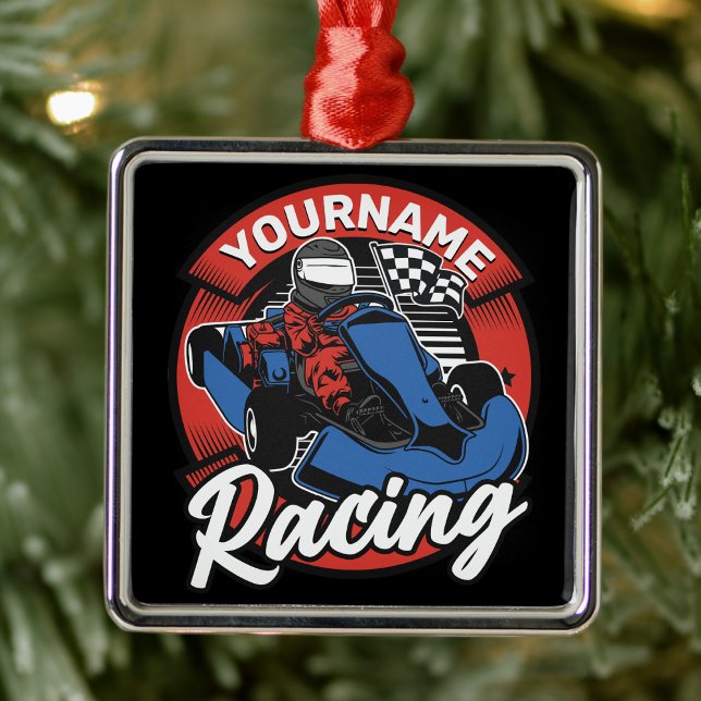 Personalized Go Kart Extreme Racing Karting Race  Metal Ornament (Creator Uploaded)