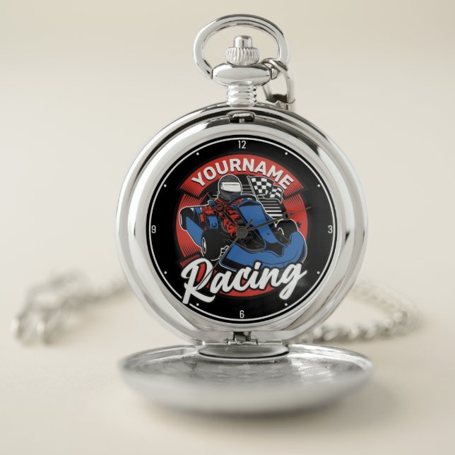 Personalized Go Kart Extreme Racing Karting Race Pocket Watch (Inside)